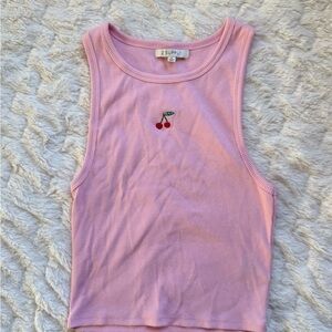 Z Supply Pink Tank with Cherry Embroidery